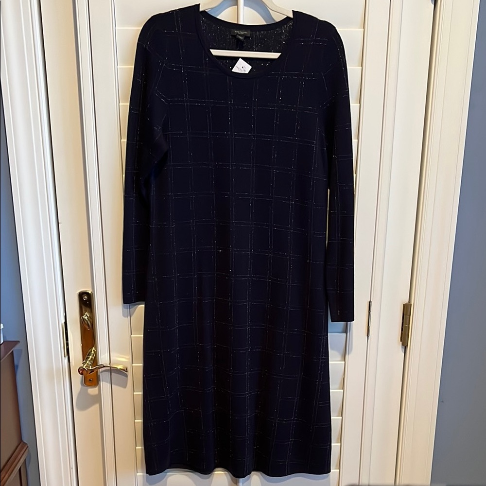 NWT Ann Taylor Factory Elegant Navy Long Sleeve Dress